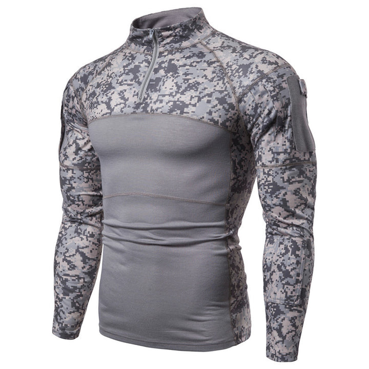 Functional T-shirt for men with high collar and innovative camouflage design Lune London