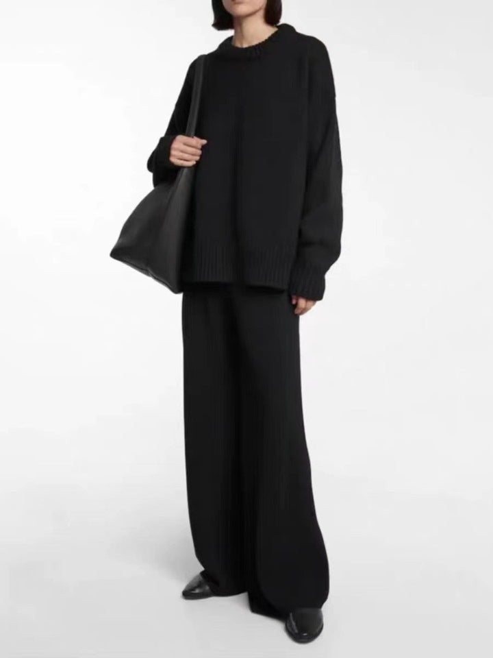 Pantalon large en tissu pour femmes avec taille élastique Chic & Stil