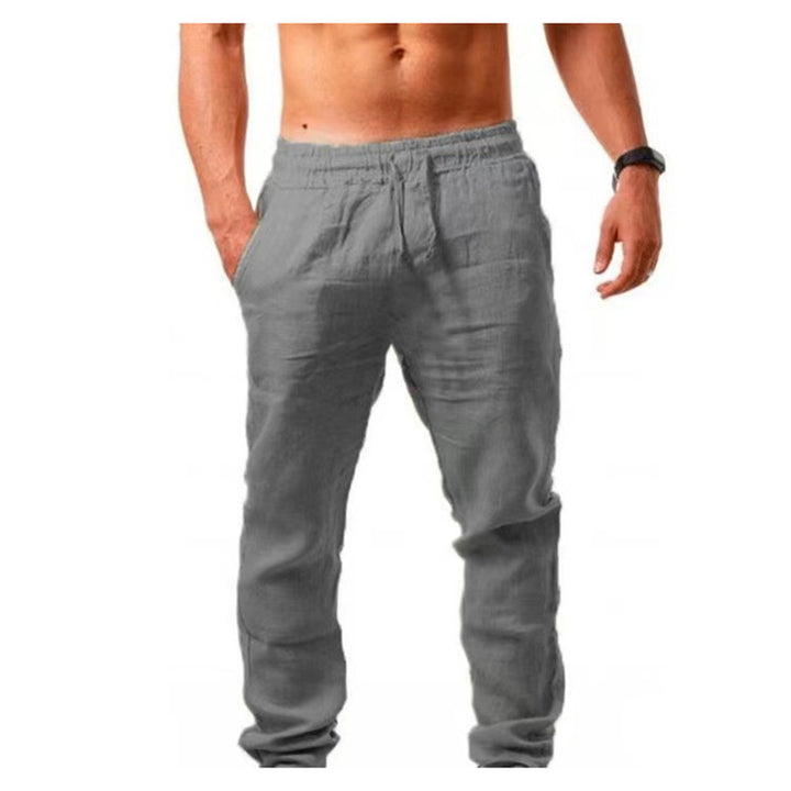Casual linen pants for men with elastic waistband and adjustable drawstring Lune London