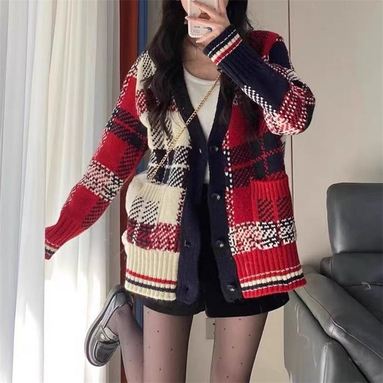 Ladies striped knit cardigan Lune London