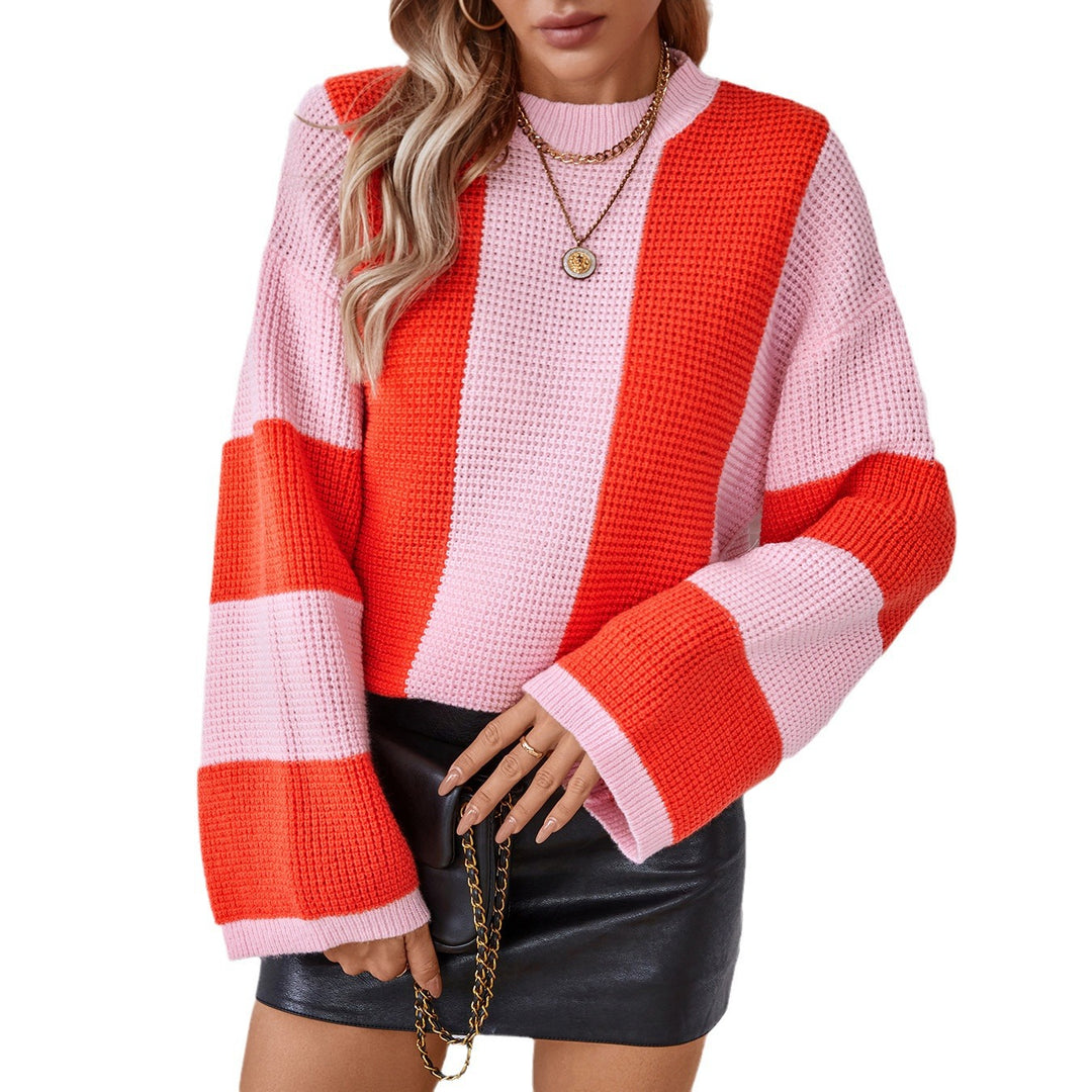Women's knitted sweater with an innovative blocked stripes design and a relaxed fit Lune London