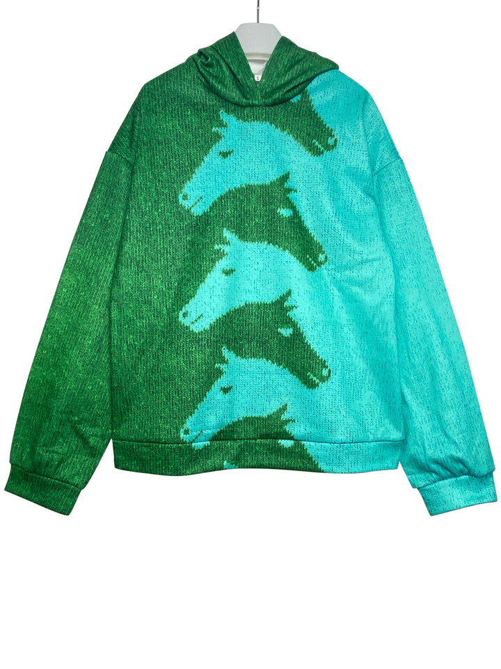 Ladies Comfortable Hoodie with Chic Horse Pattern and Style