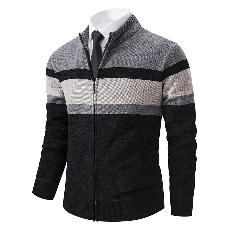 Men's knitted jacket with textured design and high collar Lune London