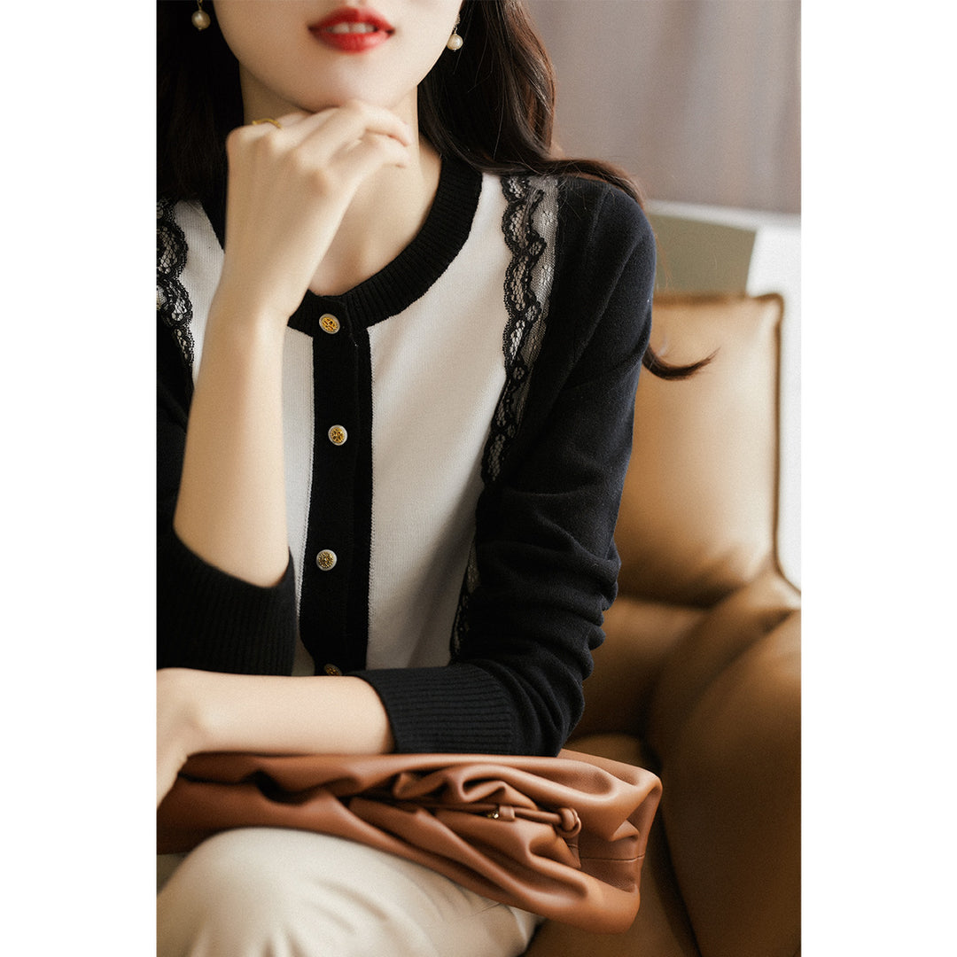 Cardigan élégant pour femmes avec finition en dentelle Chic & Stil