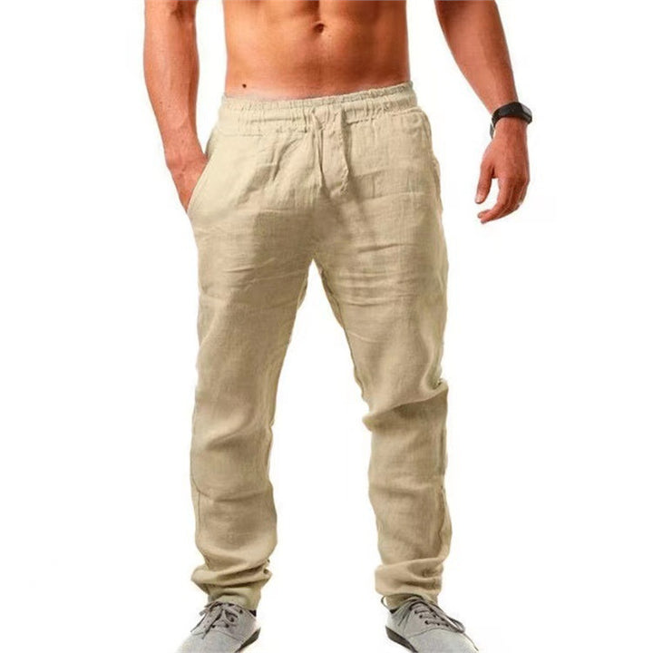 Casual linen pants for men with elastic waistband and adjustable drawstring Lune London