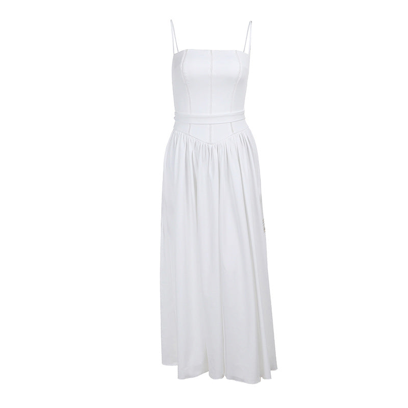 Women's Elegant Maxi Dress with Slim Fit and Gathered Design at the Waist
