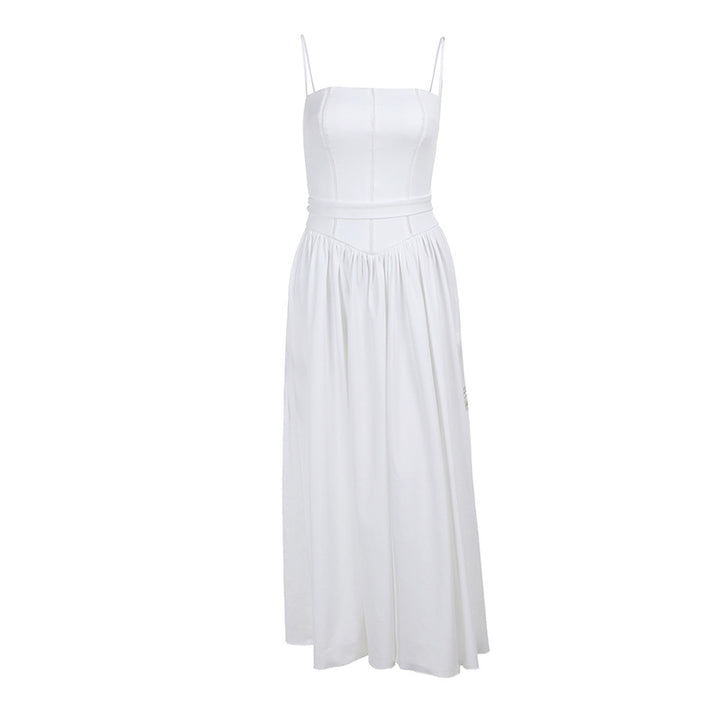 Women's Elegant Maxi Dress with Slim Fit and Gathered Design at the Waist