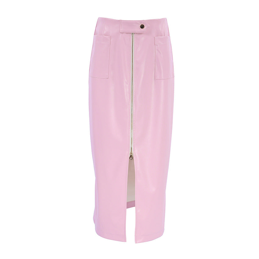 Faux leather skirt for women with zipper and elegant waist Lune London