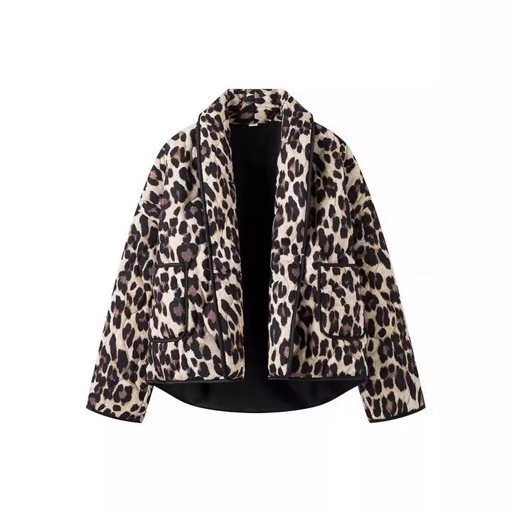 Veste matelassée tendance pour femmes avec motif léopard et poches pratiques Lune London