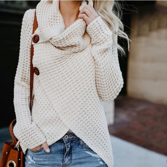 Women's knit jacket with asymmetrical closure and comfortable collar Lune London