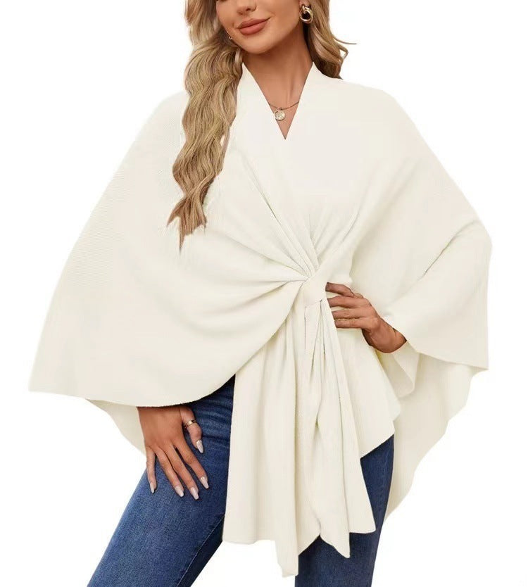 Ladies Elegant Wrapped Sweater with Asymmetrical Cut Lune London