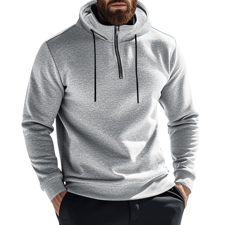 Men's sporty hoodie with half-zip and modern hood construction Lune London