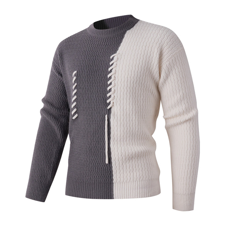 Men's knitted sweater with a modern cable pattern and contrasting details Lune London