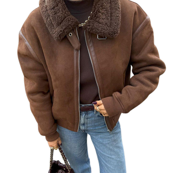 Sheepskin jacket for women with trendy collar Lune London