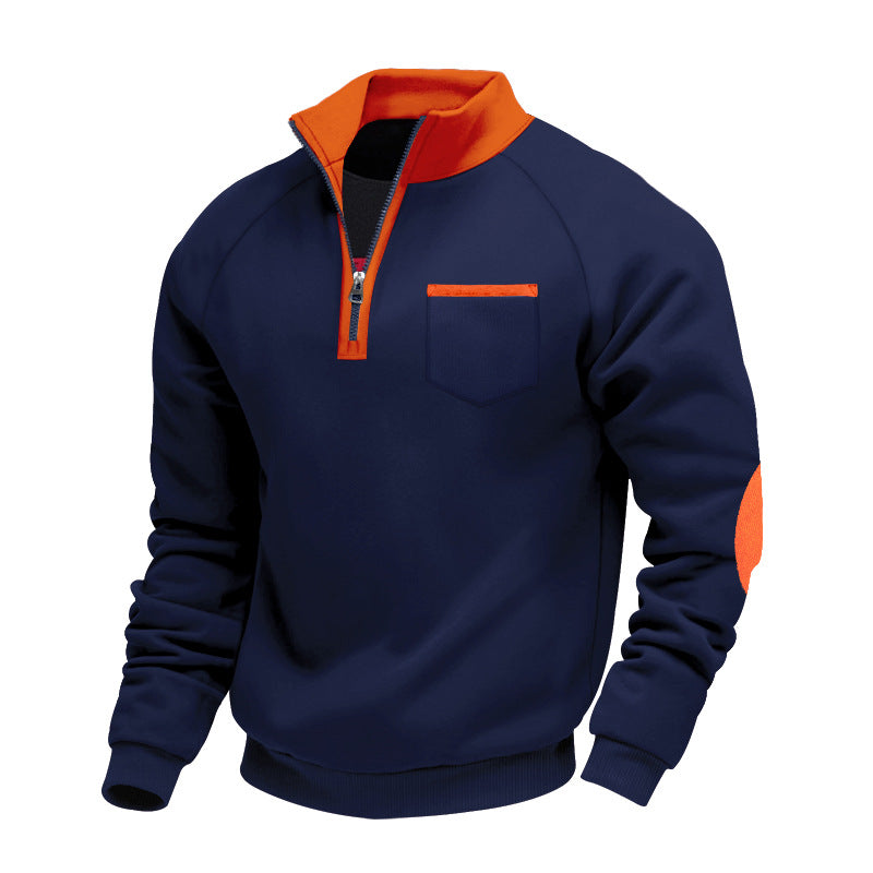 Men's trendy hooded sweater with zipper and practical chest pocket Lune London