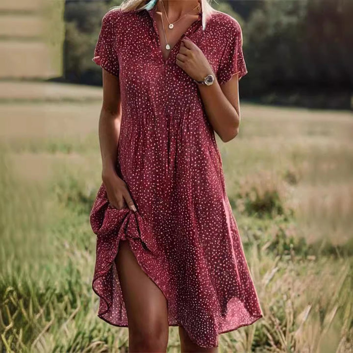 Shirt dress for ladies with polo collar and lightweight breathable fabric Lune London