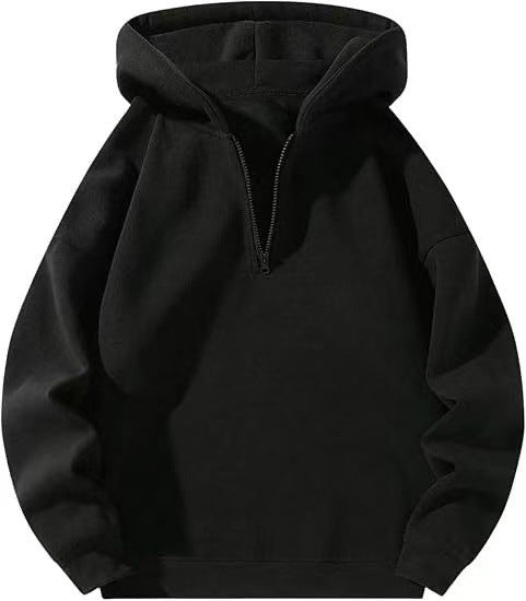 Women Fleece Hooded Pullover with Short Zip Opening Lune London