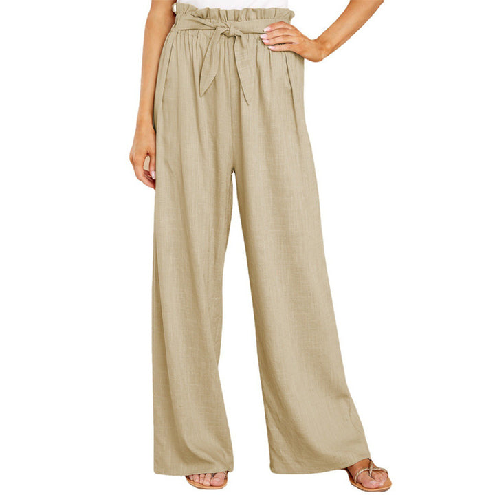 Loose summer pants for women with elastic waist and tie belt Lune London
