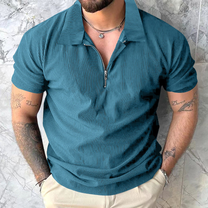 Men's polo T-shirt with modern zip closure and structured design Lune London