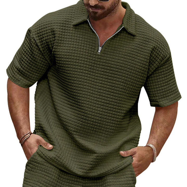 Men's Short Sleeve Polo Shirt in Structured Fabric Lune London