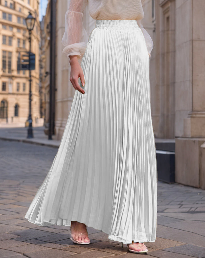 Pleated maxi skirt for women with elastic waist and flowy cut Lune London