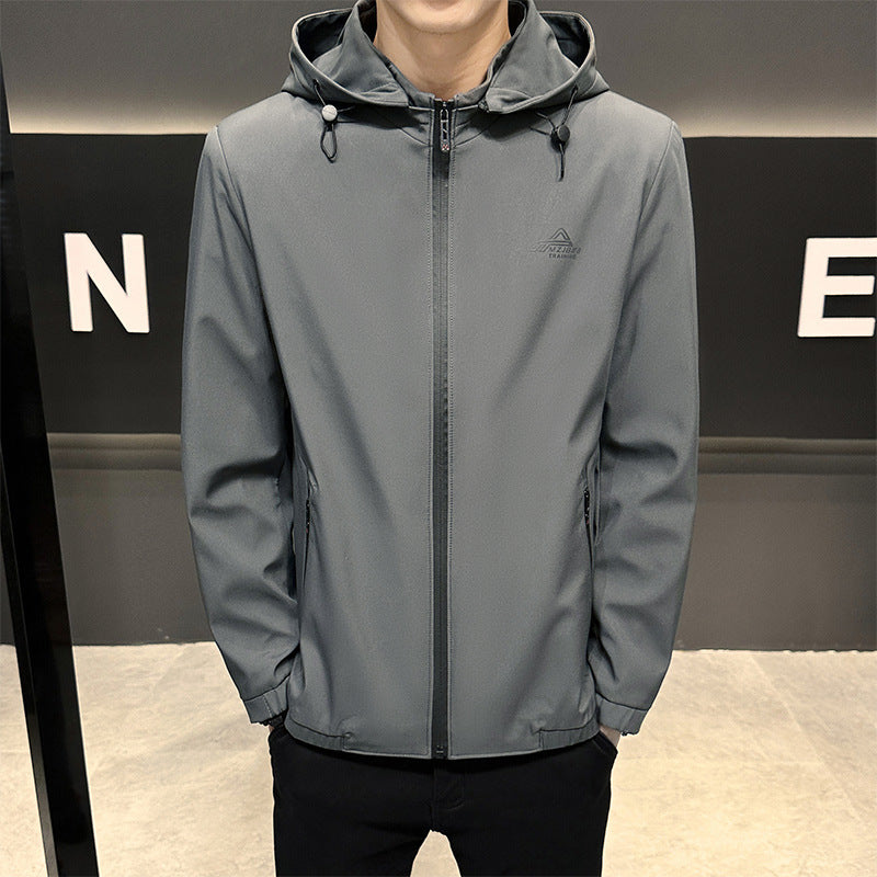 Lightweight functional jacket for men with adjustable hood Lune London