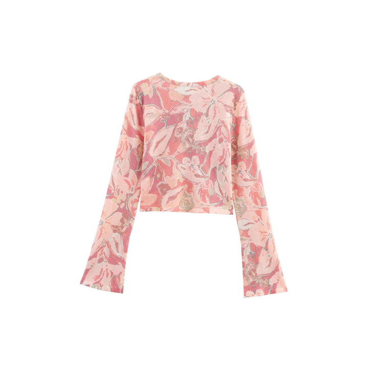 Haut court décontracté pour femmes avec motif floral et grandes manches Chic & Stil
