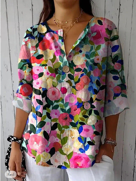 Women's blouse in lightweight and breathable fabric with floral pattern Lune London