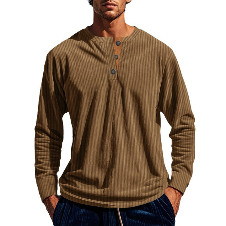 Long sleeve shirt for men with button placket and ribbed texture Lune London