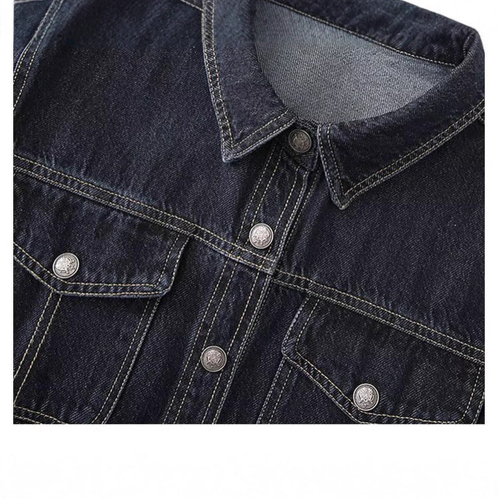 Veste en jean pour femmes avec deux poches poitrine plaquées et col classique Chic & Stil