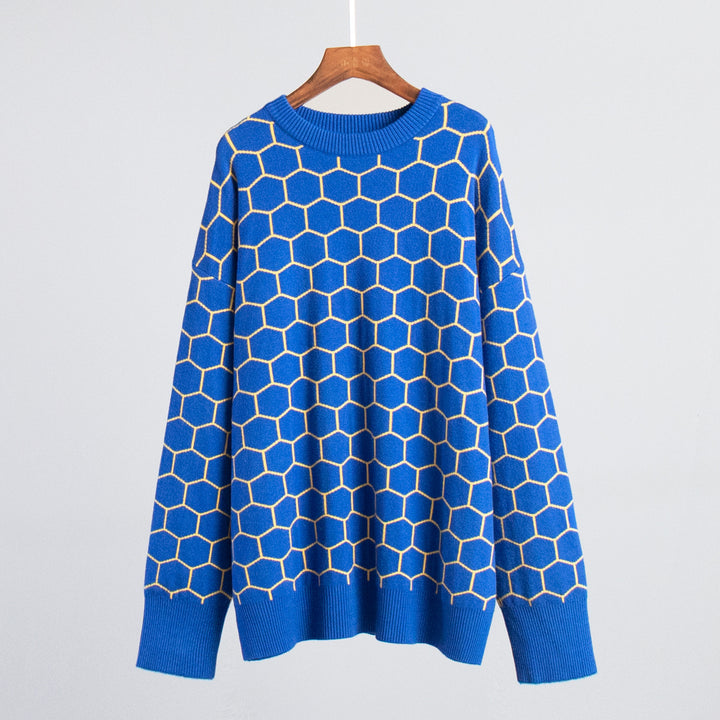 Sweater femme à motifs avec un joli motif en nid d'abeille et coupe loose Chic & Stil