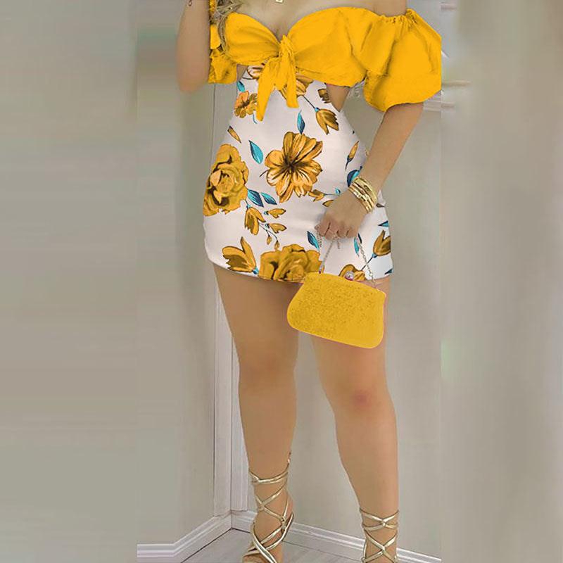 Robe mini pour femmes avec des manches à volants colorées et une coupe ajustée Chic & Stil