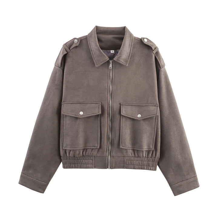 Trendy utility jacket for women with patch pockets and high collar Lune London