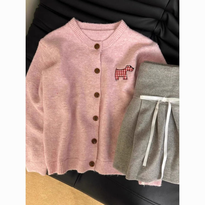 Cardigan en Tricot Confortable pour Femmes avec Motif de Chien Décoratif Chic & Stil