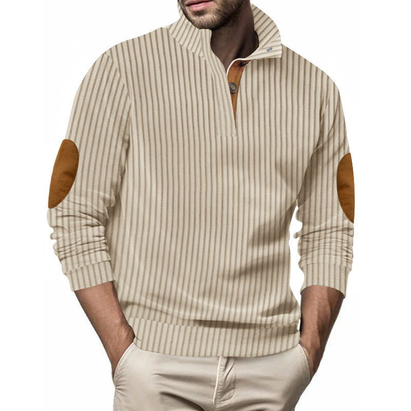 Quilted pullover for men with textured design and contrasting patches Lune London