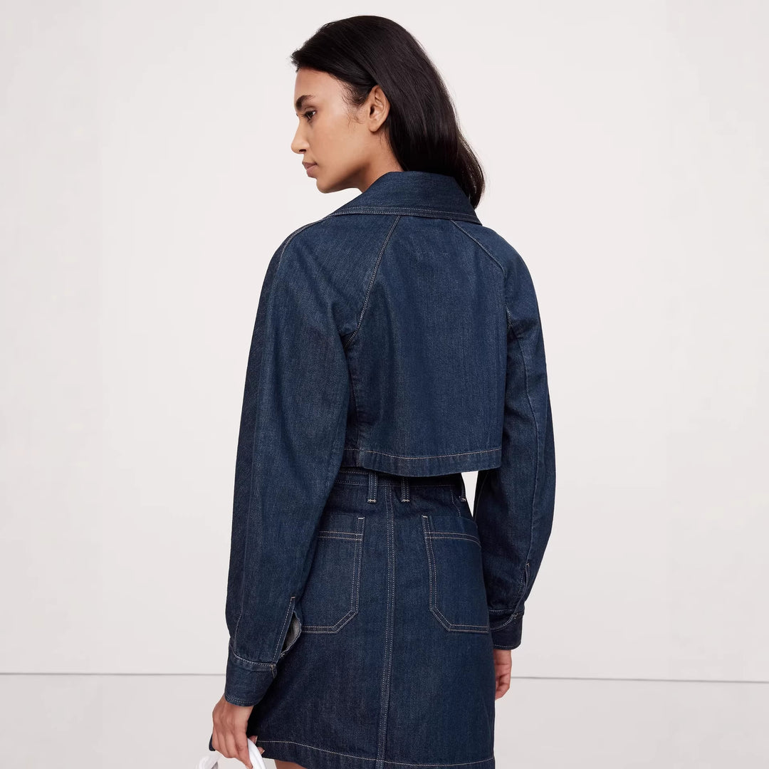 Women's Denim Crop Jacket and Mini Skirt Set Lune London