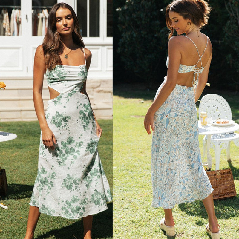Robe Maxi Femme avec Découpes sur les Côtés et Motif Floral Chic & Stil