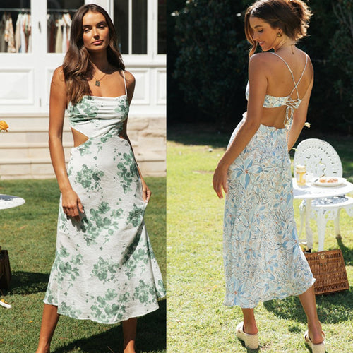 Robe Maxi Femme avec Découpes sur les Côtés et Motif Floral Chic & Stil