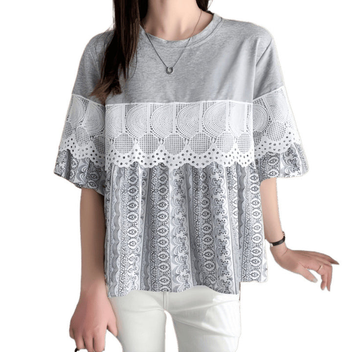 Lune London women's leisure blouse with lace trim