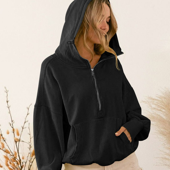 Ladies Zip Hooded Sweatshirt Sporty with Chic Casual Cut and Style