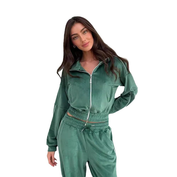 Women's sports set with elastic waistband and contrasting side stripes Lune London
