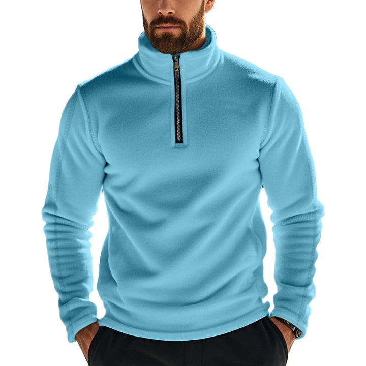 Men's fleece sweater with high collar and practical zip opening Lune London