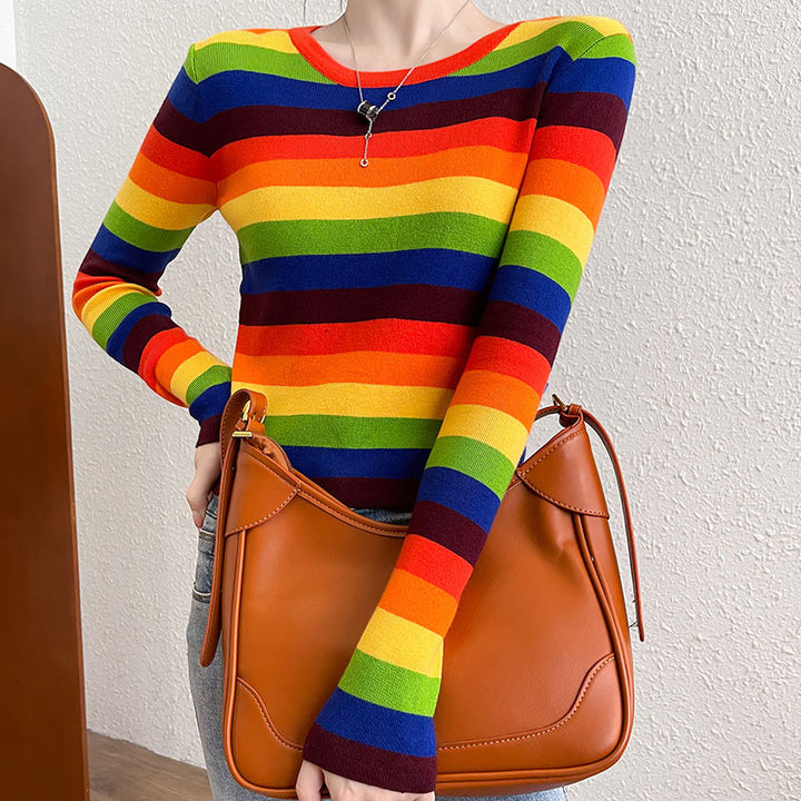 Women's long-sleeved striped shirt with colorful design Chic & Stil