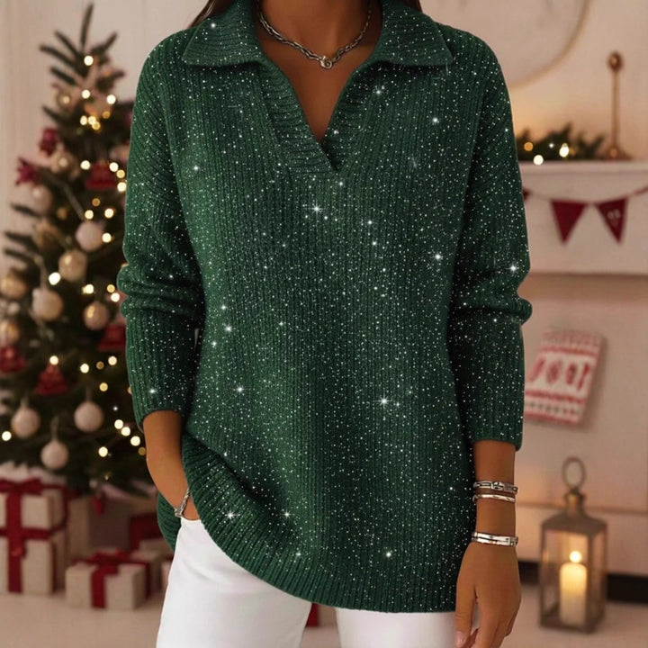 Pull en maille scintillante pour femmes avec col moderne Chic & Stil