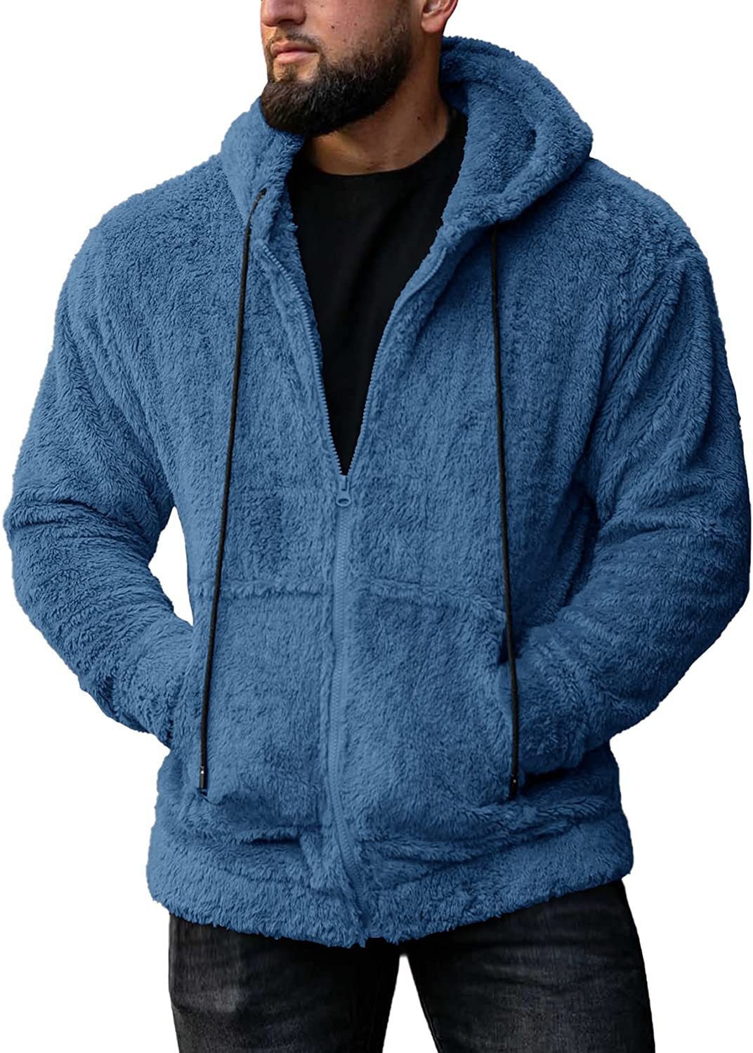 Cozy fleece jacket for men with hood and side pockets Lune London