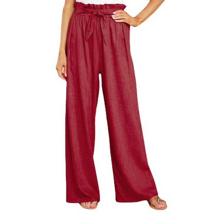 High-waisted linen pants for women with a tie belt Lune London