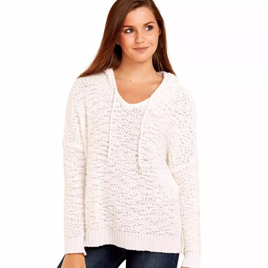 Pull en tricot décontracté pour femmes avec capuche et structure aérienne Chic & Stil