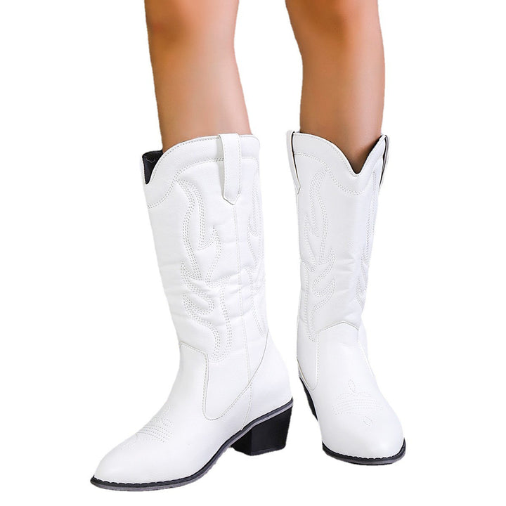 Women's cowboy boots with trendy decorations and block heel Lune London