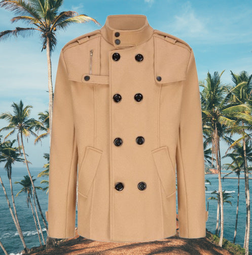 Elegant double-breasted coat for men with modern accents Lune London