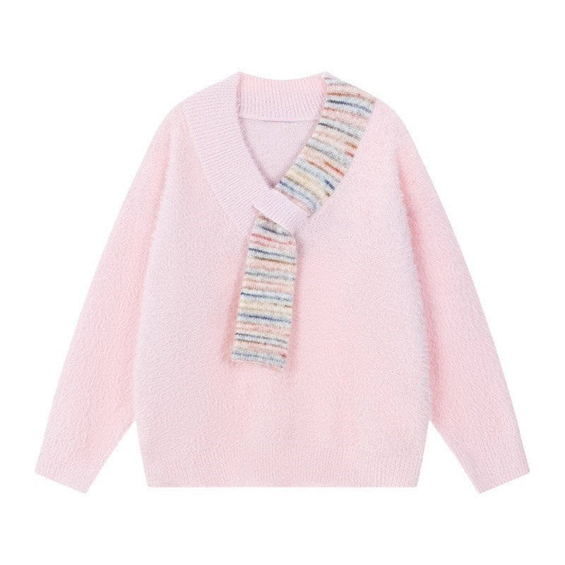 Ladies Cozy Sweater with Innovative Scarf Detail Lune London